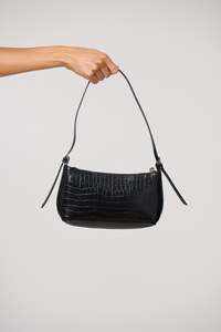 Womens Bags And Shoes: Elizabeth Shoulder Bag Black Croc
