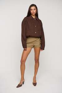 Jorja Denim Bomber Jacket Choc