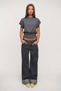 Womens Denim: Top Model Cuffed Jean Charcoal