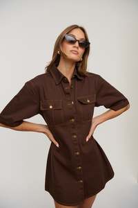 Womens Denim: Kaneisha Denim Dress Chocolate
