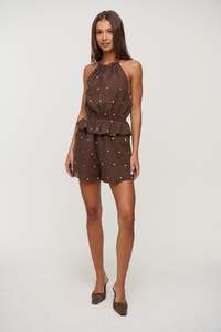 Womens Shorts: Melina Playsuit Chocolate