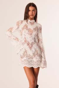 Astra Lace Mini Dress White
