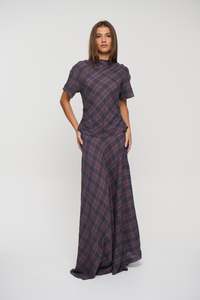 Halcyon Maxi Skirt Jade Plaid