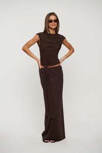 Esma Low Waist Maxi Skirt Chocolate