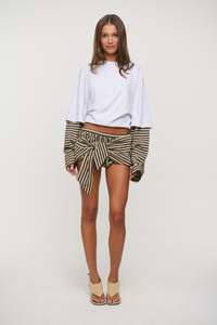 Bloom Bubble Skort Beige Stripe