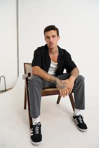 Mens Pants: NTH Cropped Pleat Pant Grey Check