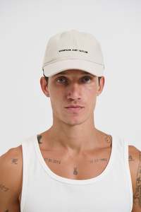 Mens Headwear: College Cap Minimal Beige