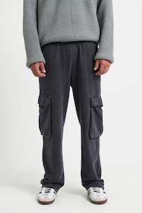 Mens Pants: Soft Fleece Cargo Wash Black - FINAL SALE