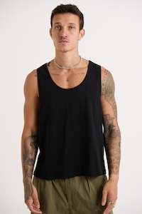 Mens Tanks: Richie Loose Crop Tank Black