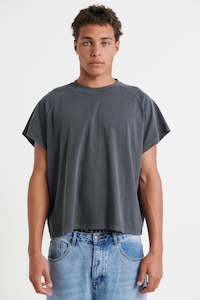 Mens Tanks: Raglan Crop Box Tank Petrol