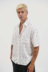 Menssale: Jayden Stripe Floral Shirt White - FINAL SALE