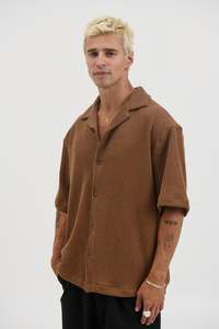 Menssale: Chad Knitted Shirt Choc - FINAL SALE