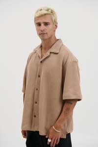 Menssale: Chad Knitted Shirt Mocha - FINAL SALE