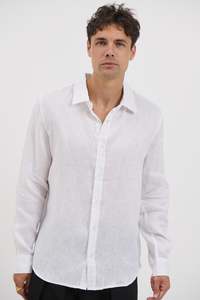 Menssale: Luca Linen Shirt White - FINAL SALE