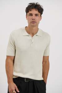 Menssale: Hayden Knitted Polo Soft Grey - FINAL SALE