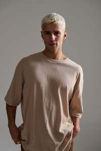 Menssale: Lightweight Linen Look Tee Tan - FINAL SALE