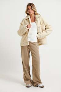 Unisex Borg Trucker Jacket Ivory