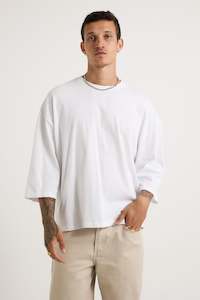 Three Quarter Sleeve Tee White - FINAL SALE
