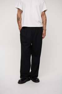 Mens Pants: Relaxed Tailored Cotton Suit Pant Black