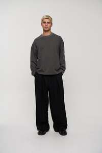 Mens Tees: Cotton Long Sleeve Charcoal