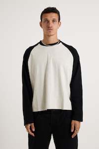 Crop Box Tee: Crop Box Raglan Long Sleeve Black