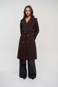 Womens Jackets Coats: Valencia Denim Trench Chocolate