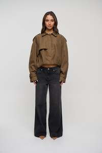 Womens Jackets Coats: Tessa Cropped Trench Mocha