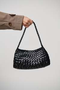 Misha Woven Shoulder Bag Black
