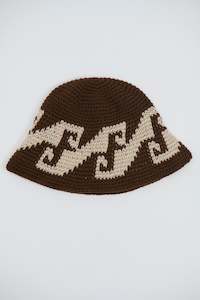 Mens Headwear: Crochet Bucket Hat Wave Chocolate