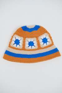 Womens Headwear: Crochet Bucket Hat Bloom Orange