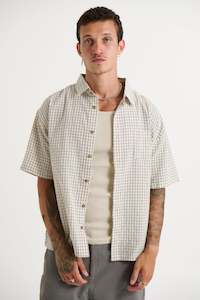 Mens Back In Stock: Nathaniel Drop Shirt Check Ivory