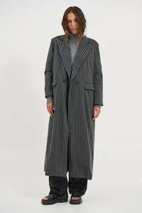 Denver Pinstripe Coat Dark Grey
