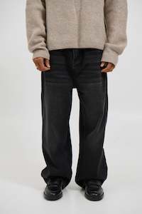 Mens Denim: Newtown Baggy Denim Washed Black