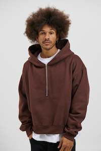 Half Zip Heavyweight Hood Choc