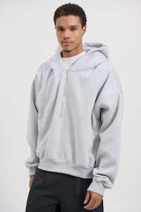 Mens Hoodiesandjumpers: Half Zip Heavyweight Hood Grey