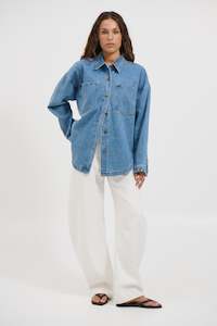 Womens Denim: Marcy Shacket Blue