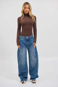 Womens Bodysuits: Kai Long Sleeve Bodysuit Chocolate