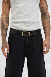 Leather Belt Wide Black