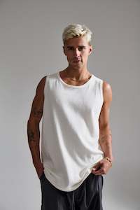 Mens Tanks: Isaac Knitted Tank White