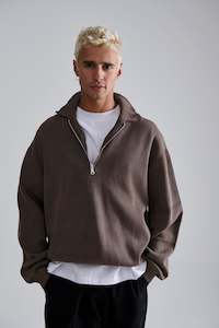 Mens Jackets: Calin Zip Up Knit Choc