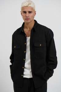 Mens Jackets: Mike Cotton Drill Shacket Black