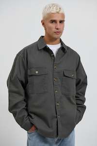 Mike Cotton Drill Shacket Charcoal
