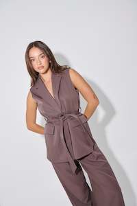 Vance Sleeveless Blazer Chocolate