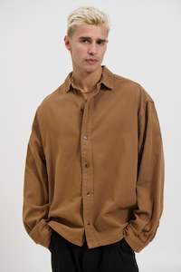Mens Shirts: Phillip Washed Cotton Overshirt Tan