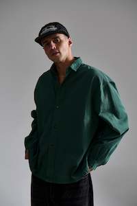 Phillip Washed Cotton Overshirt Green