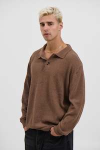 Combed Long Sleeve Polo Choc