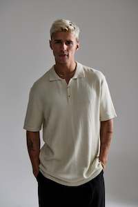 Hayden Knitted Polo Soft Grey