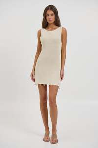 Womens Knitwear: Ariya Sleeveless Mini Dress Cream Metallic