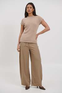 Womens Knitwear: Effy Top Latte