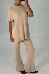 Womens Knitwear: Leighton Ribbed Pant Almond